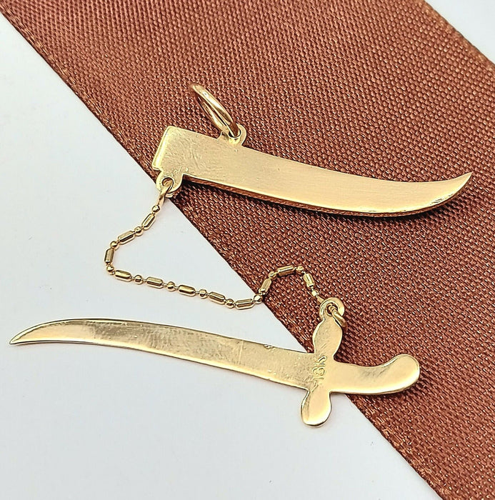 Unisex Yellow Gold 18ct (750, 18K) Rare Arabian Scabbard and Sword Pendant