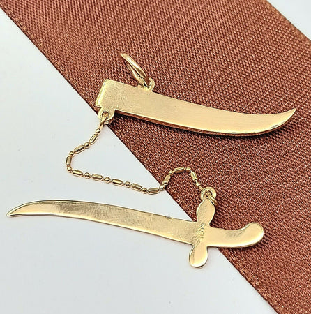 Unisex Yellow Gold 18ct (750, 18K) Rare Arabian Scabbard and Sword Pendant