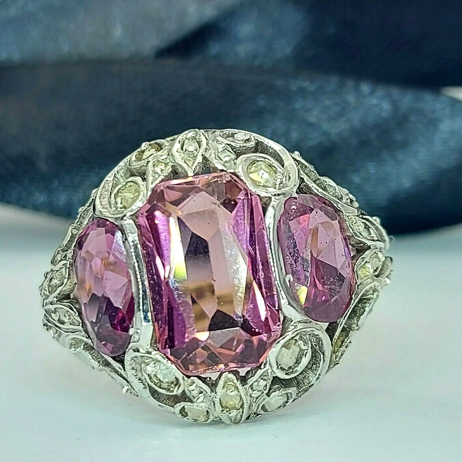 Ladies 10ct (417, 10k) White & Yellow Gold Tourmaline & Diamond Chip Dress Ring