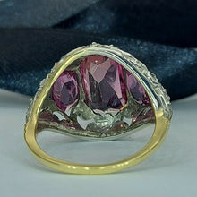 Load image into Gallery viewer, Ladies 10ct (417, 10k) White &amp; Yellow Gold Tourmaline &amp; Diamond Chip Dress Ring
