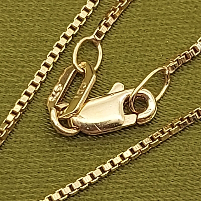Ladies Necklace 9ct (375, 9K) Yellow Gold Box Chain Cross Pendant Necklace