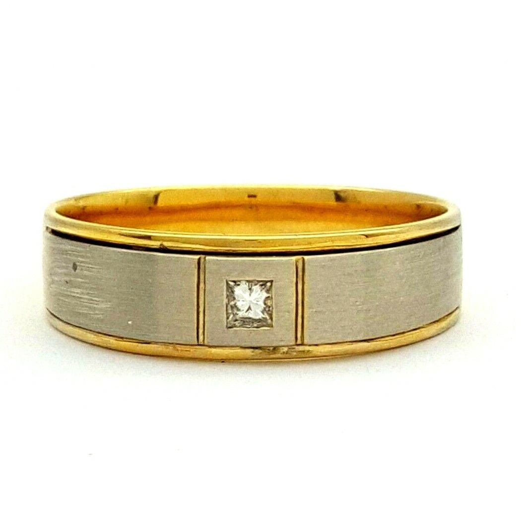 Ladies 9ct (375,9K) Yellow & White Gold Natural Princess Diamond (0.12ct) Ring