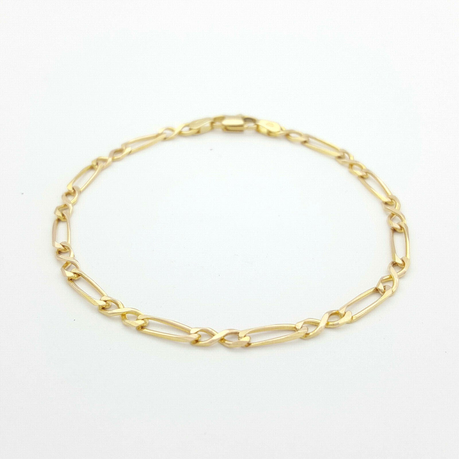 Ladies Bracelet 9ct (375,9K) Yellow Gold Figure 8 Long Short Link Chain Bracelet
