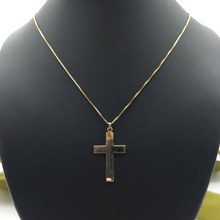 Load image into Gallery viewer, Ladies Necklace 9ct (375, 9K) Yellow Gold Box Chain Cross Pendant Necklace
