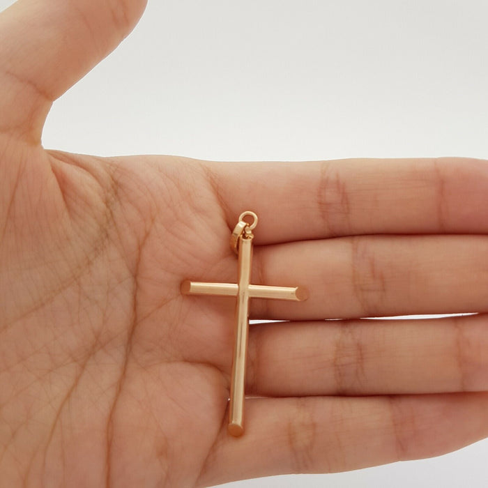 Unisex Pendant 14ct (585, 14K) Rose Gold Large Cross Pendant