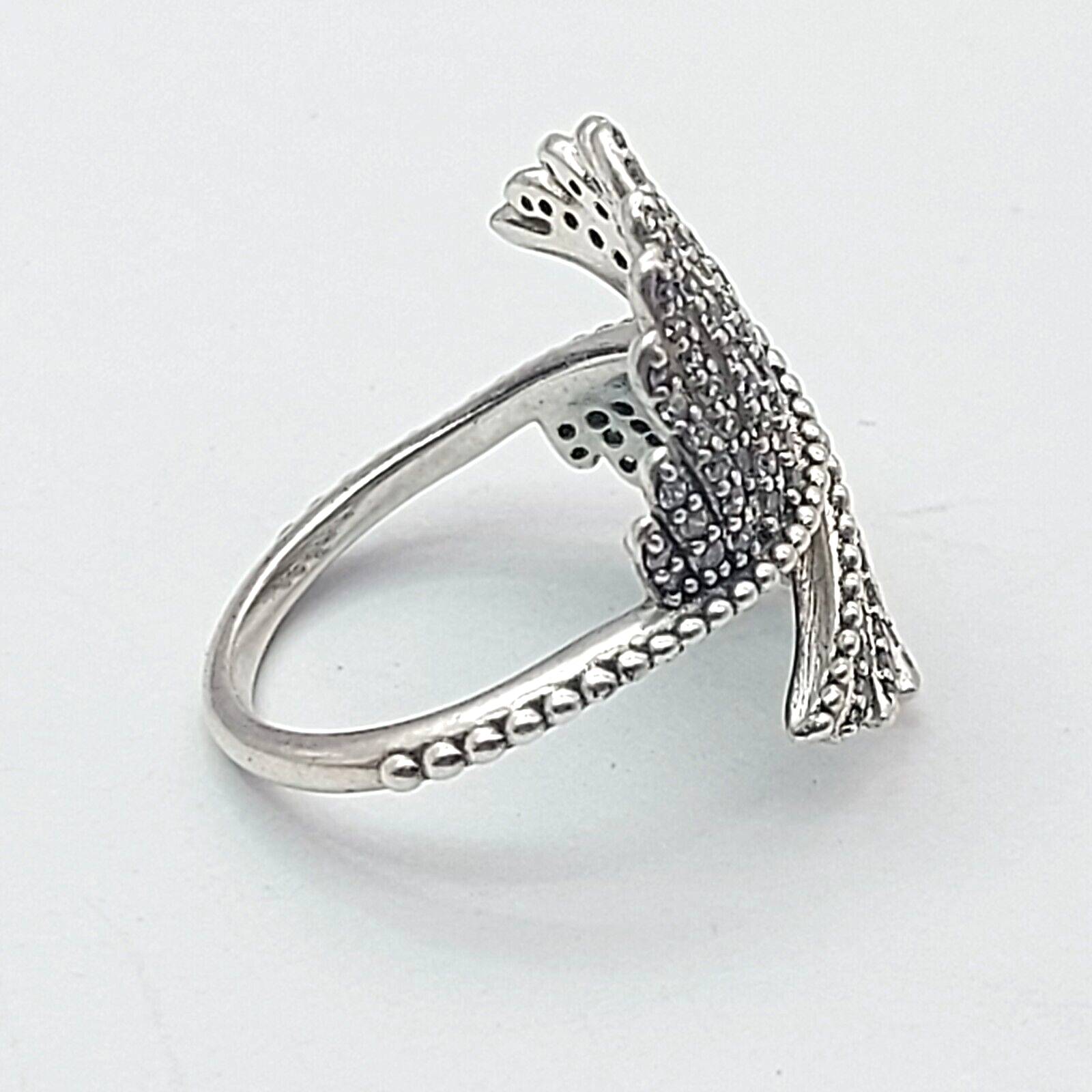 Ladies Ring Genuine Sterling Silver (925) RETIRED PANDORA Double Feather Ring