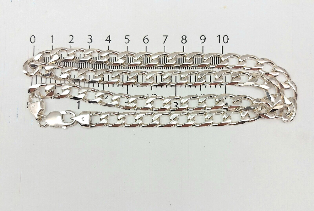 Unisex Sterling Silver (925) Solid High Quality Curb Chain Necklace