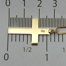 Load image into Gallery viewer, Ladies Necklace 9ct (375, 9K) Yellow Gold Box Chain Cross Pendant Necklace
