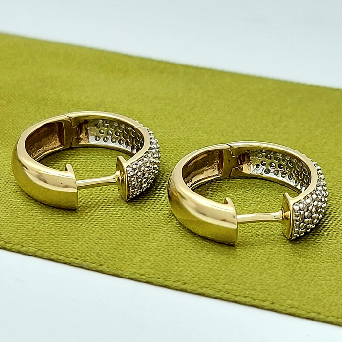 Ladies Earrings Yellow Gold 9ct (375,9K) Natural (0.75ct) Diamond Chip Earrings