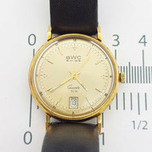 Load image into Gallery viewer, Unisex 18ct (750, 18K) Solid Yellow Gold Vintage IWC Swiss Watch w Leather Strap
