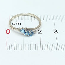 Load image into Gallery viewer, Ladies White Gold 9ct (375,9k) Unique 3-Stone Topaz &amp; Natural Diamond Chip Ring
