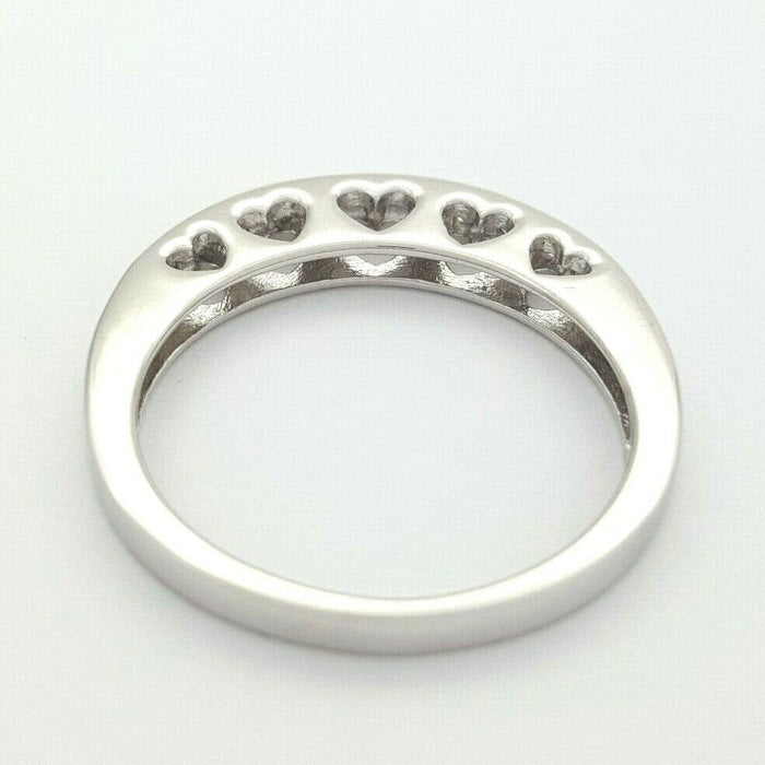 Ladies Ring 14ct (585, 14K) White Gold Natural (0.11ct) Diamond Heart Ring