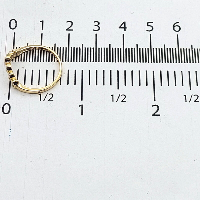 Ladies Ring 9ct (375, 9K) Yellow Gold & Diamond Chip Wishbone Ring