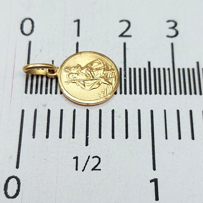 Unisex Pendant Yellow Gold 9ct (375,9k) Religious St Christopher Circle Pendant