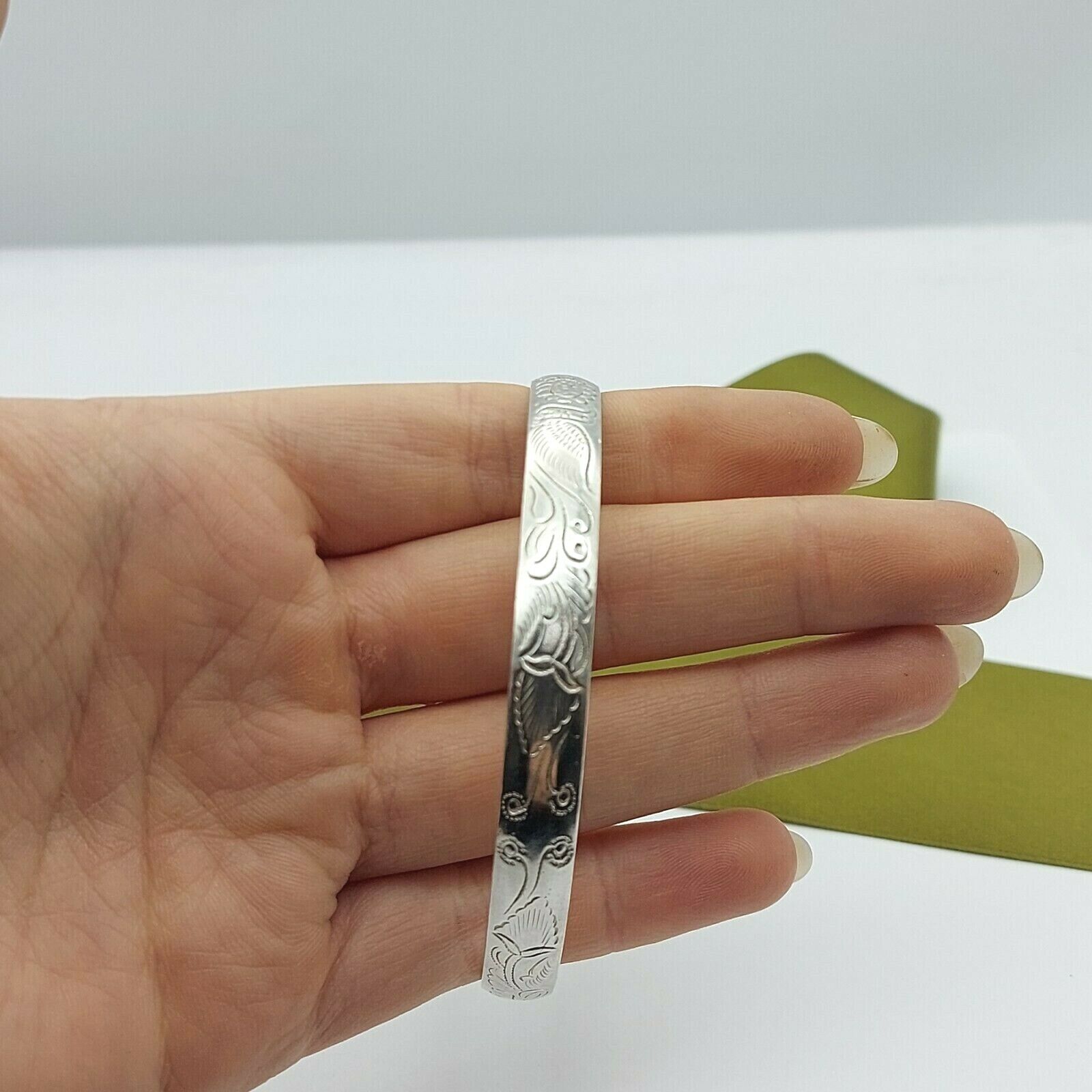 925 Sterling Silver Unique Filigree Thick Patterned Bangle