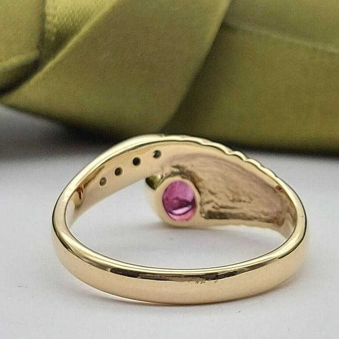 Ladies Ring 9ct (375, 9K) Yellow Gold Natural Ruby & Diamond Dress Ring