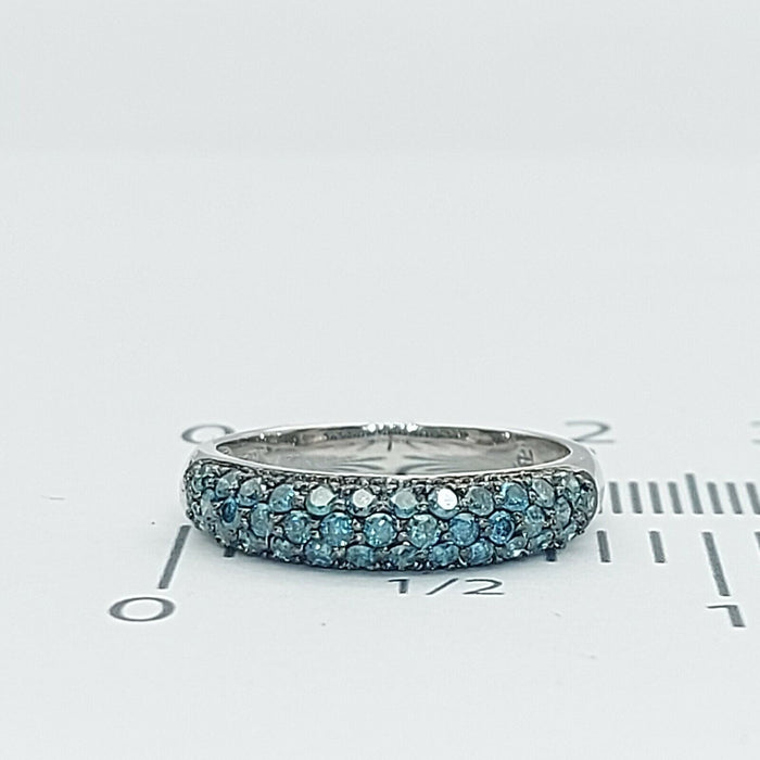 Ladies White Gold Ring 10ct (417, 10K) White Gold Turquoise Diamond Ring