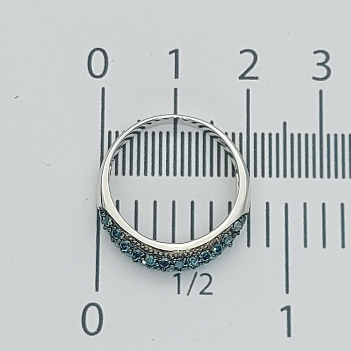 Ladies White Gold Ring 10ct (417, 10K) White Gold Turquoise Diamond Ring
