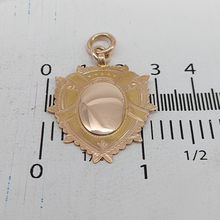Load image into Gallery viewer, Unisex Pendant 9ct (375, 9K) Rose Gold Rare Antique Etched Shield Fob Pendant
