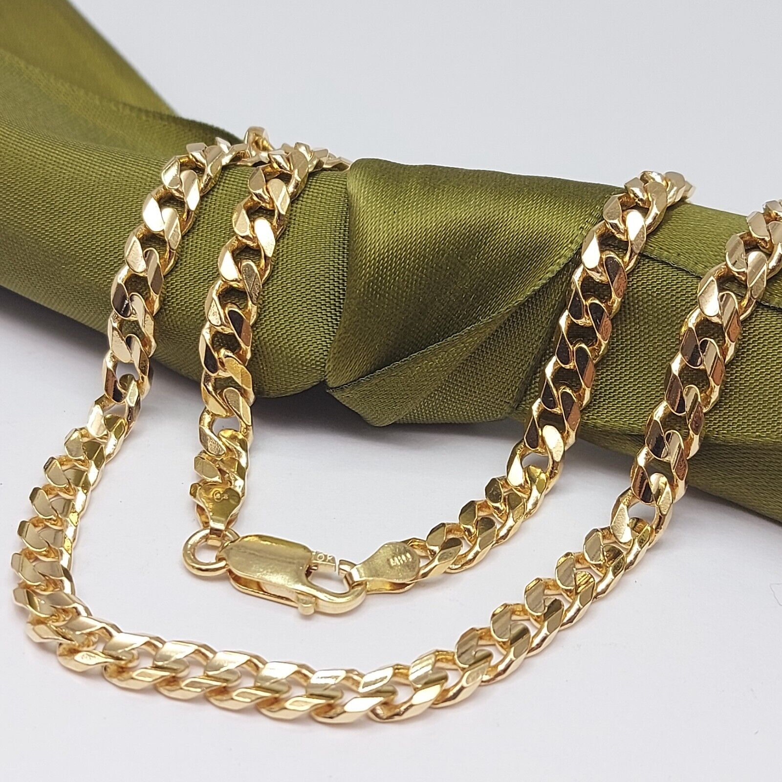 Ladies Yellow Gold 10ct (417, 10K) MHJ Solid Curb Link Chain Necklace