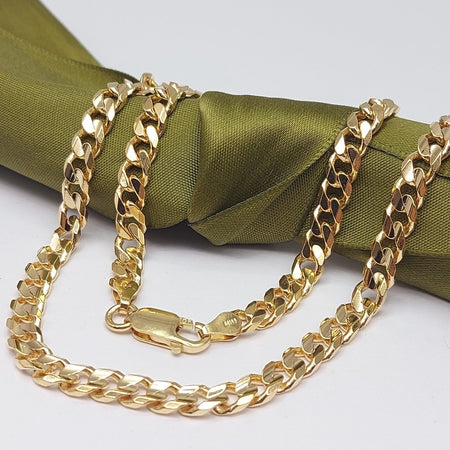 Ladies Yellow Gold 10ct (417, 10K) MHJ Solid Curb Link Chain Necklace