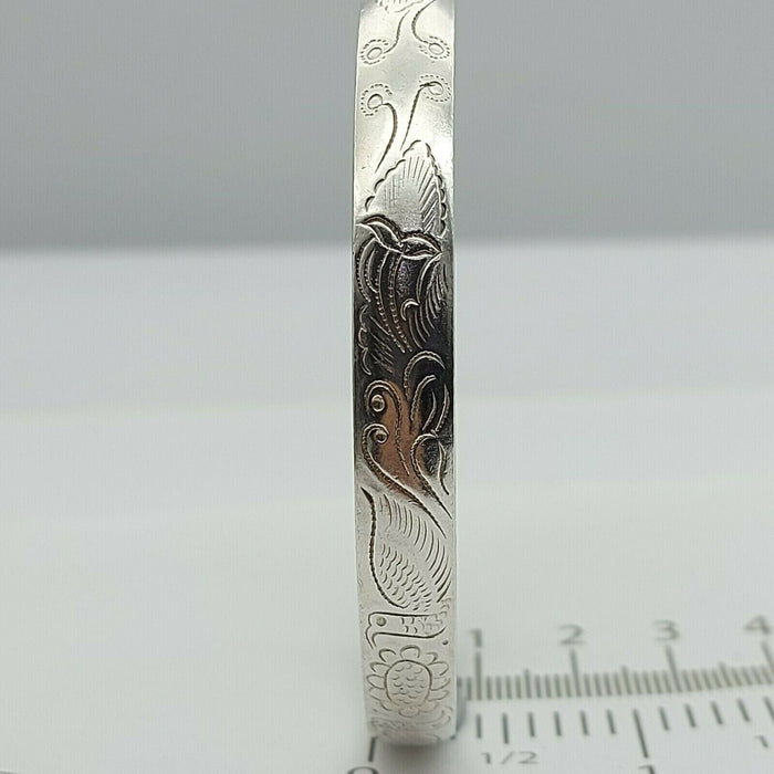 925 Sterling Silver Unique Filigree Thick Patterned Bangle