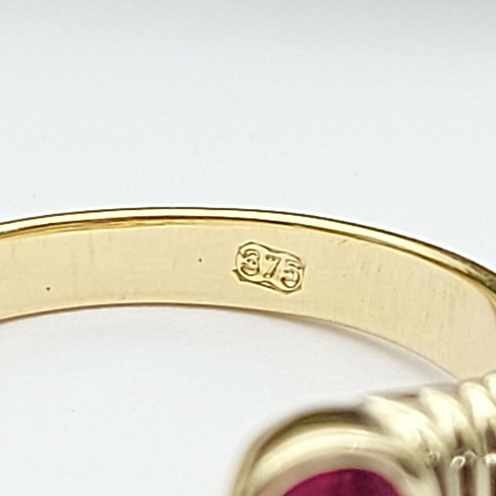 Ladies Ring 9ct (375, 9K) Yellow Gold Natural Ruby & Diamond Dress Ring