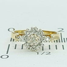 Load image into Gallery viewer, Ladies Ring 9ct (375, 9K) Real Yellow Gold Diamond Chip Dress Ring
