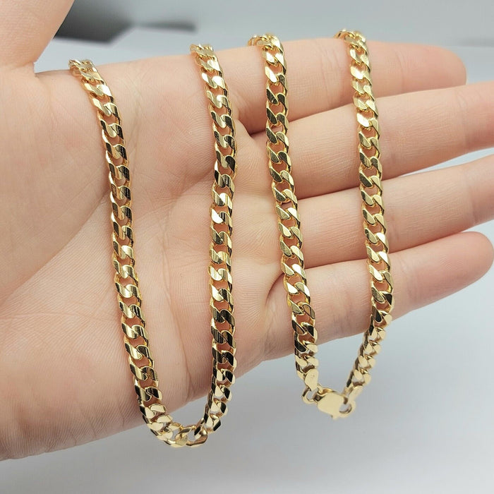 Ladies Yellow Gold 10ct (417, 10K) MHJ Solid Curb Link Chain Necklace