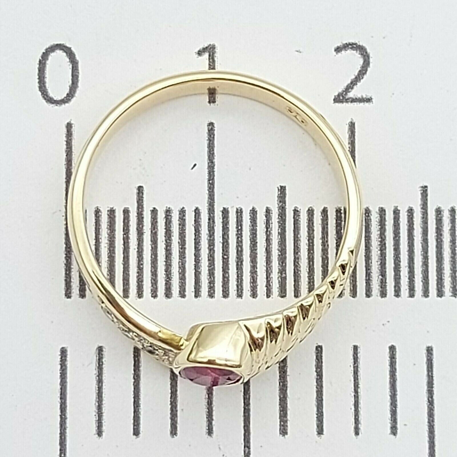 Ladies Ring 9ct (375, 9K) Yellow Gold Natural Ruby & Diamond Dress Ring