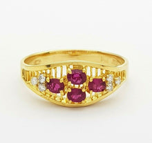 Load image into Gallery viewer, Ladies Ring 14ct (585, 14K) Yellow Gold Ruby &amp; Diamond Dress Ring
