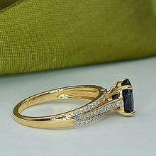 Load image into Gallery viewer, Ladies Ring 14ct (585, 14K) Yellow Gold Sapphire &amp; Diamond Dress Ring
