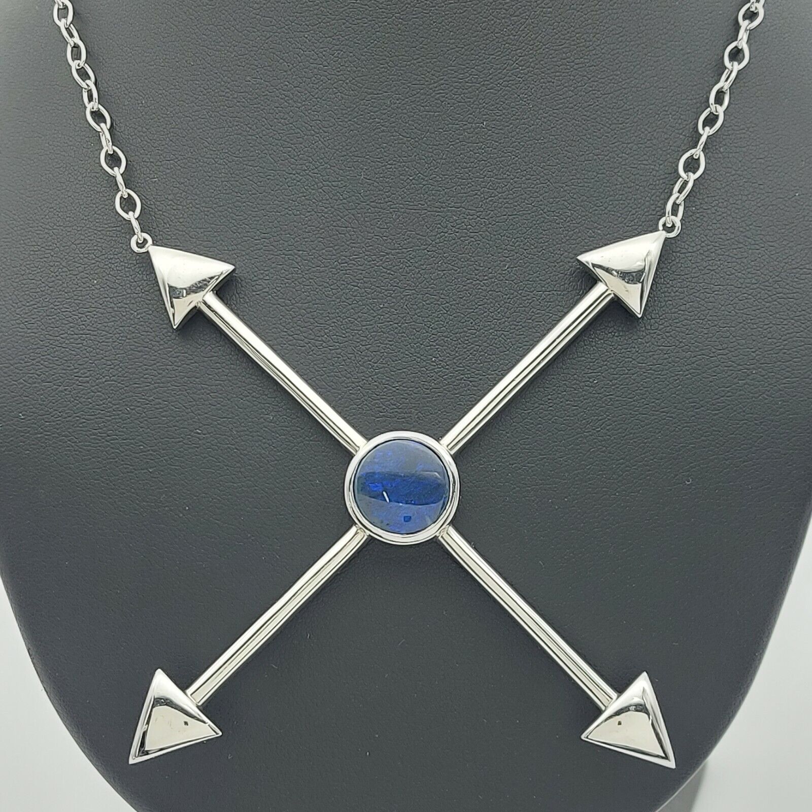 Ladies Necklace Sterling Silver 925 Curb Chain with Opal Arrow Pendant Necklace