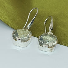 Load image into Gallery viewer, Ladies Silver Earrings (925) Sterling Silver Drop Dangle Blue Stone Earrings
