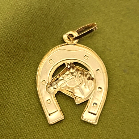 Unisex Pendant Yellow Gold 18ct (750, 18K) Unique Lucky Horseshoe Pendant