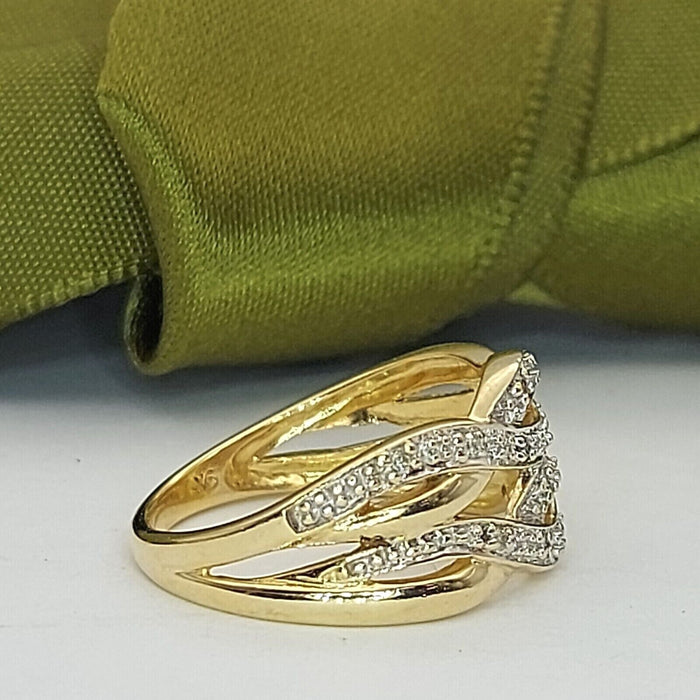 Ladies Ring 9ct (375, 9K) Yellow Gold Natural Diamond (10pts) Dress Ring
