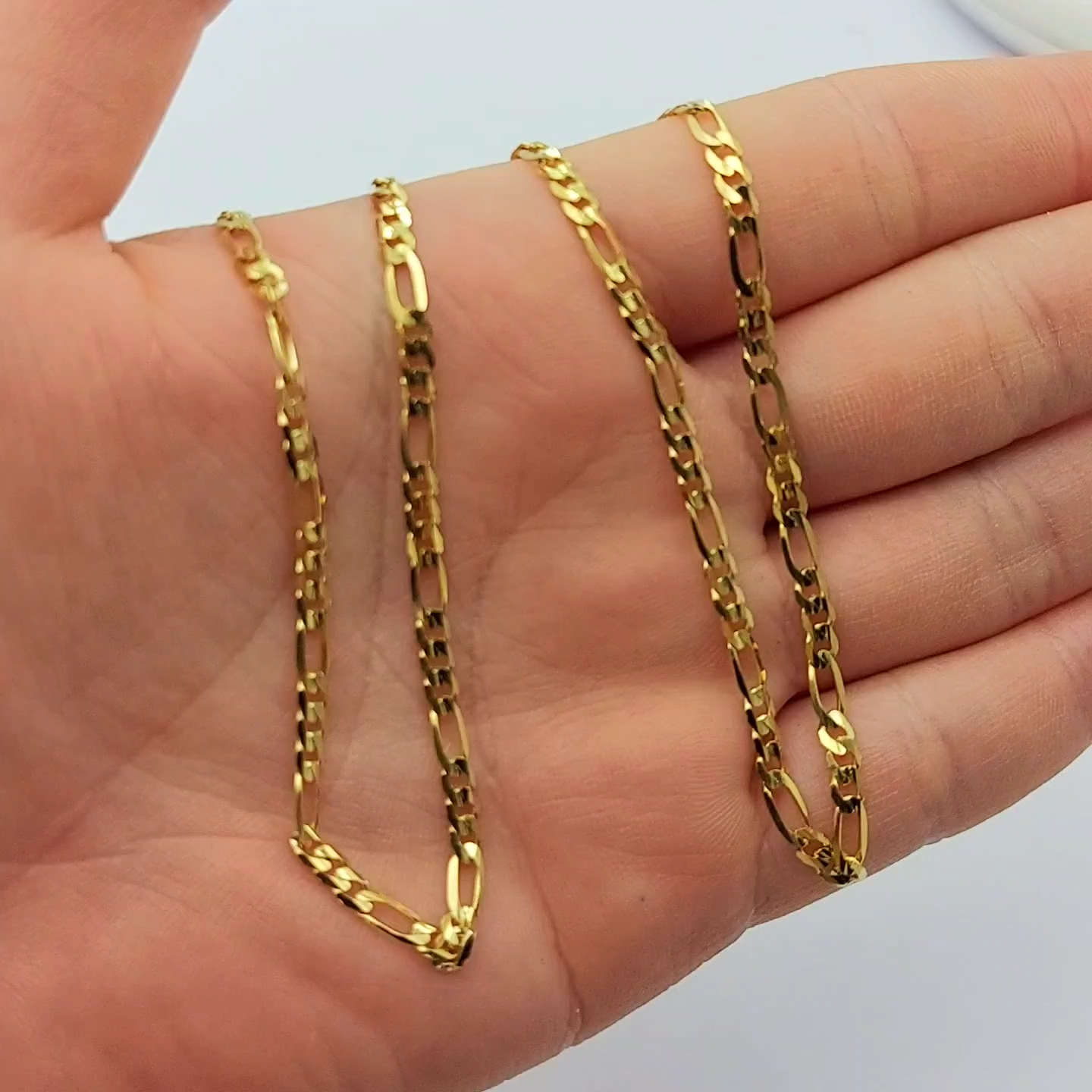 Ladies 9ct (375, 9K) High Quality Yellow Gold Figaro Minimalist Chain Necklace