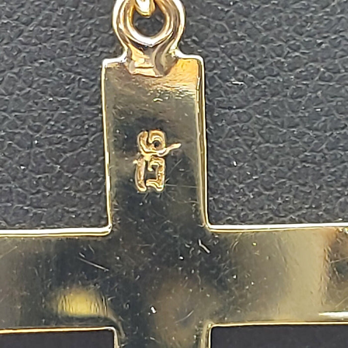 Ladies Necklace 9ct (375, 9K) Yellow Gold Box Chain Cross Pendant Necklace