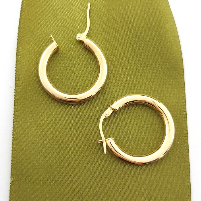 Ladies Earrings 9ct (375, 9K) Yellow Gold Smooth Polished Hoop Earrings