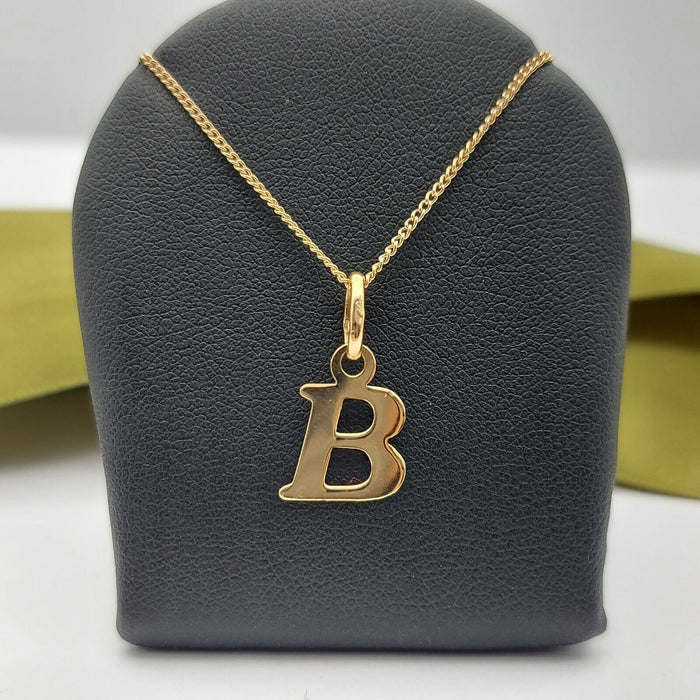 Ladies Pendant 18ct (750, 18K) Yellow Gold 'B' Plain Pendant