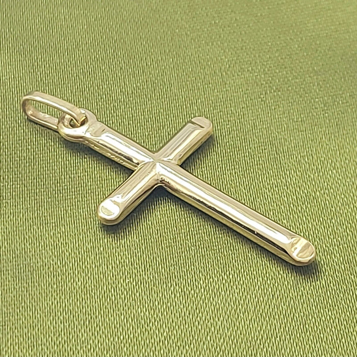 Unisex Yellow Gold 9ct (375, 9K) High Quality Rare Pinched Edges Cross Pendant