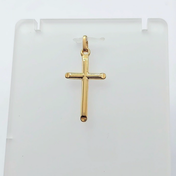 Unisex Yellow Gold 9ct (375, 9K) High Quality Rare Pinched Edges Cross Pendant