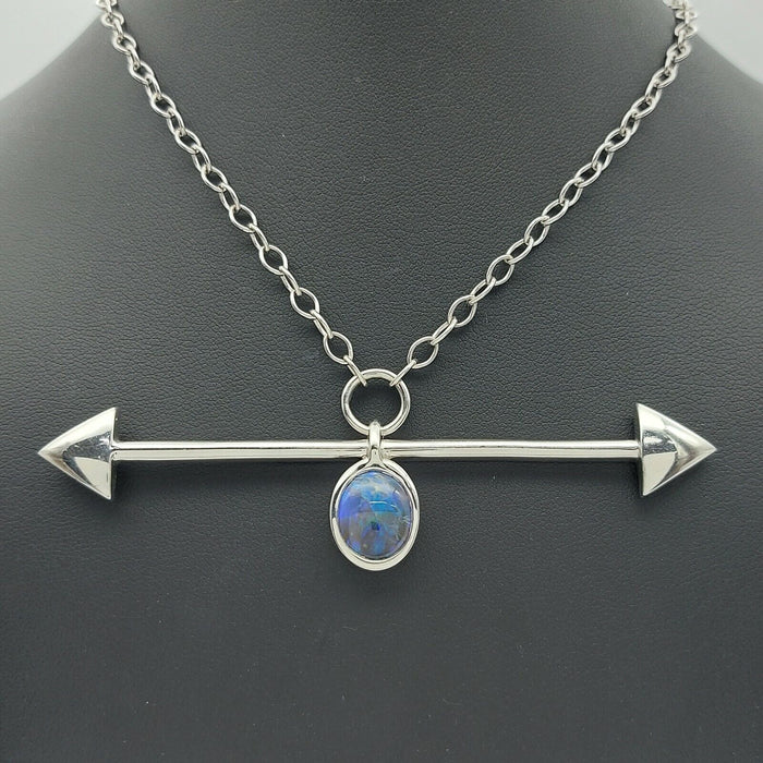 Ladies Necklace 925 Silver Anchor Chain with Opal Arrow Pendant Necklace