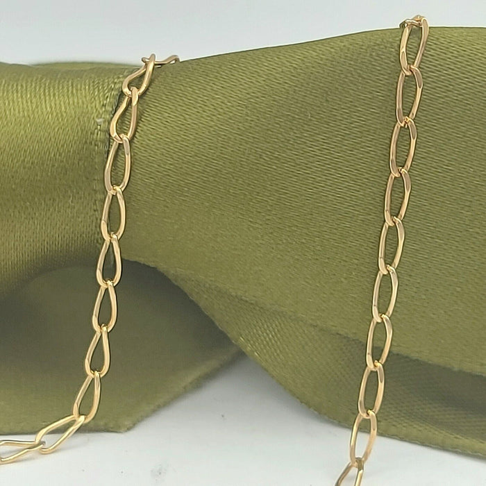 Ladies Yellow Gold 9ct (375, 9K) Italian Elongated Oval Link Chain Necklace