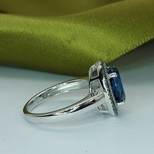 Load image into Gallery viewer, Ladies Dress Ring 14ct (585, 14K) White Gold Created Tourmaline &amp; Diamond Ring
