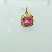 Load image into Gallery viewer, Ladies Yellow Gold 14ct (585,14k) Pink Sapphire &amp; Diamonds Halo Pendant
