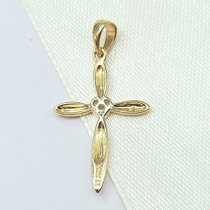 Ladies Yellow Gold 9ct (375, 9K) Rare Natural Diamond Heart Cross Pendant