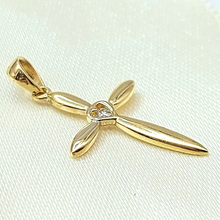 Load image into Gallery viewer, Ladies Yellow Gold 9ct (375, 9K) Rare Natural Diamond Heart Cross Pendant
