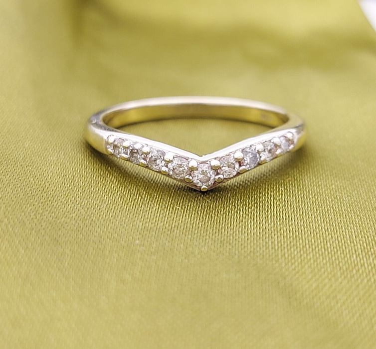 Ladies White Gold 10ct (417, 10K) MHJ Natural Pave Diamond Wishbone Dress Ring