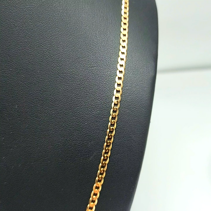 Ladies Yellow Gold 9ct (375, 9K) UNOAERRE Flat Curb Link Chain Necklace